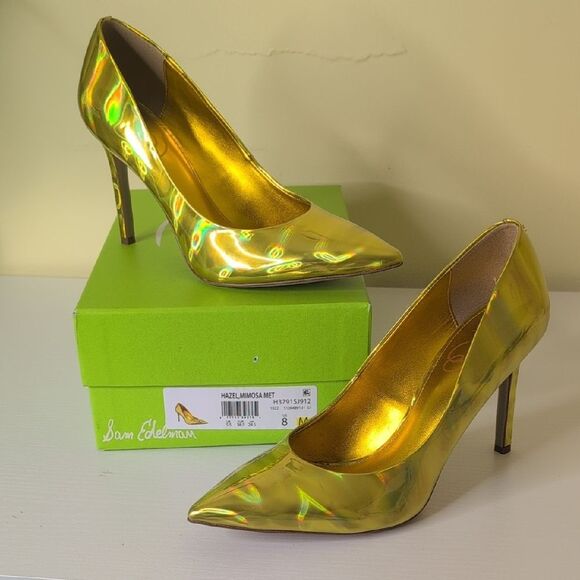 Sam Edelman Size 8 Hazel Heels In Metallic Mimosa, NEW - Picture 1 of 12